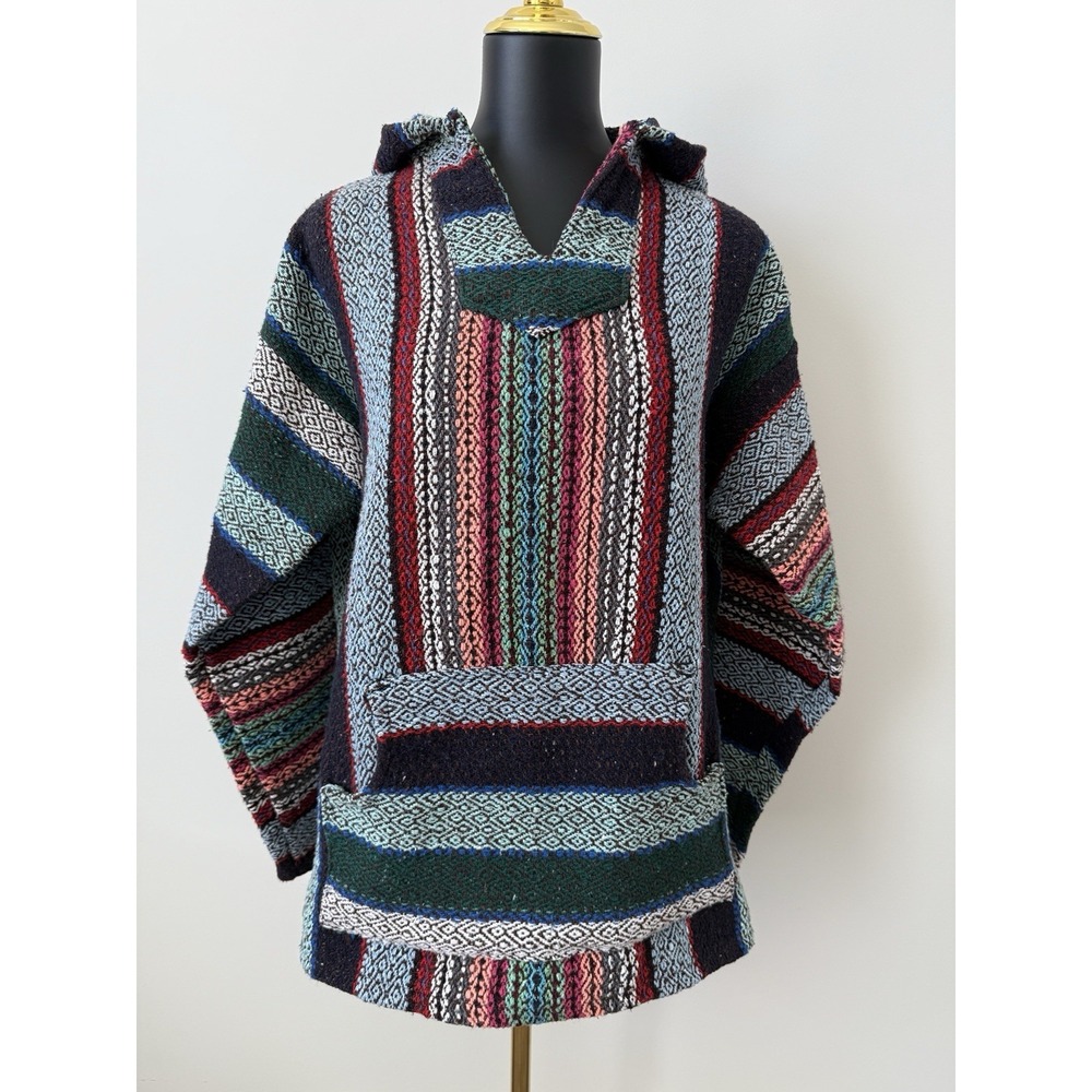 Vintage Mexican Baja Hoodie Size L Unisex Y2K Hippie Festival Surfer Skater Boho